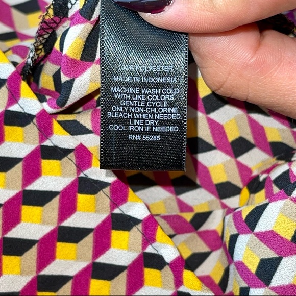 Express special edition retro print long sleeve blouse size L 1970s vibe - Picture 5 of 5